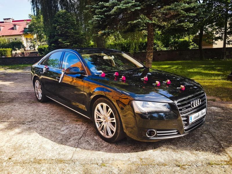 Audi A8 do ślubu w kolorze czarnej havanny tel. 607 353 660