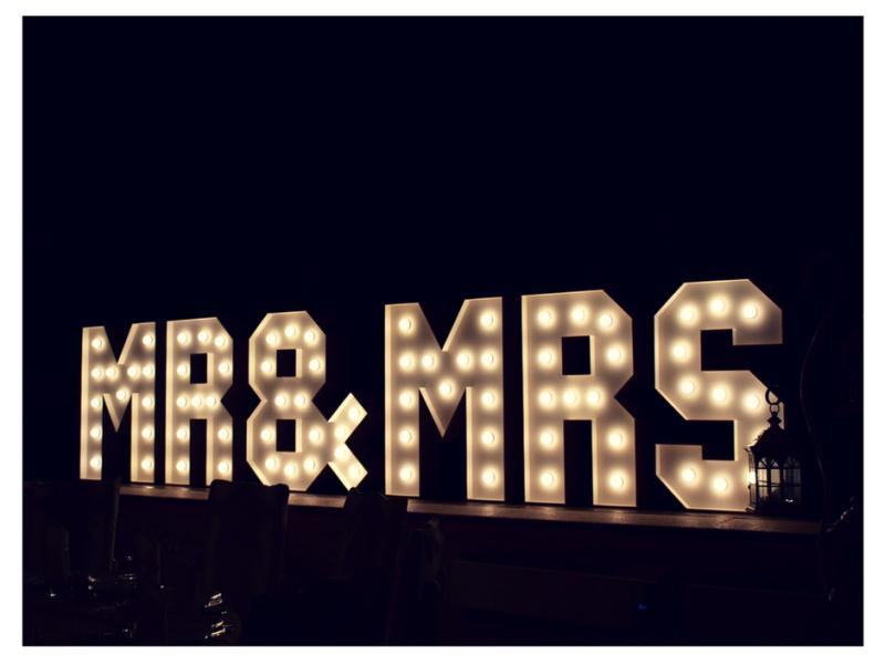 Napisy MIŁOŚĆ MR&MRS LOVE podświetlane