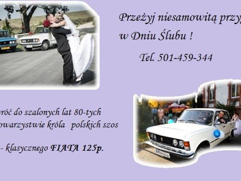 Auto do Ślubu biały Fiat 125p. 1980r. PRL